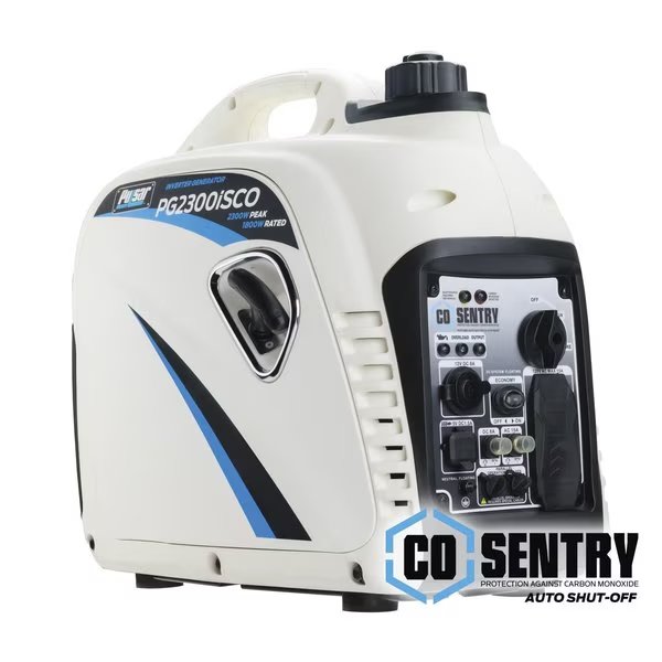 Portable and Inverter Generator, Gasoline, 1,800 W Rated, 2,300 W Surge, Recoil Start, 120V AC, 15 A, Pulsar, Mfr#: PG2300ISCO